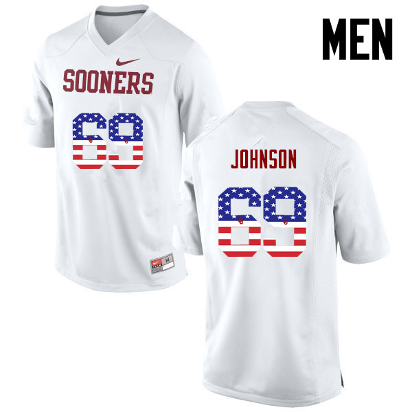 Oklahoma Sooners #69 Lane Johnson College Football USA Flag Fashion Jerseys-White